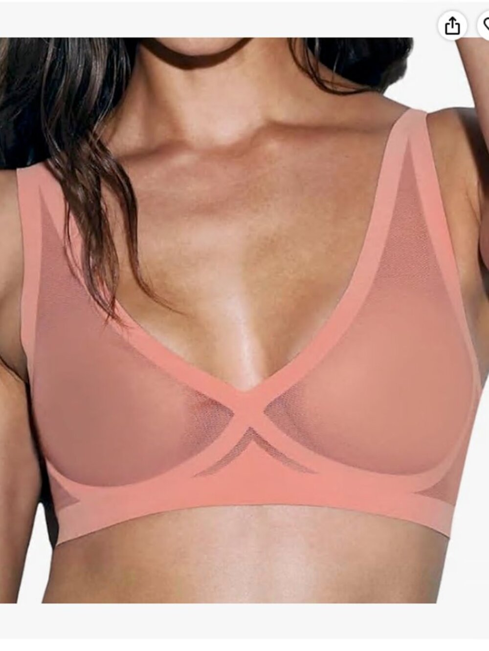 NWT EBY Sheer Mesh Bralette (L) for Women Seamless Wireless Bra Dusty Rose
